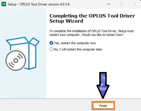 Oppo Driver installation complete prompt to restart computer